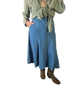 VINTAGE Orvis Denim Midi Skirt